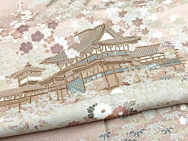 平和屋着物●訪問着 松竹梅風景文 暈し染め 金彩 正絹 逸品 BAAY9271yc