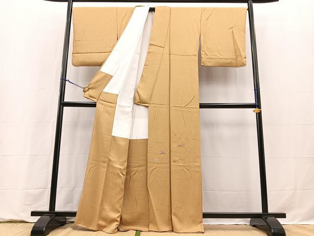 平和屋着物●豪華色留袖 総刺繍 松竹梅文 芥子色 正絹 逸品 BAAY9268yc