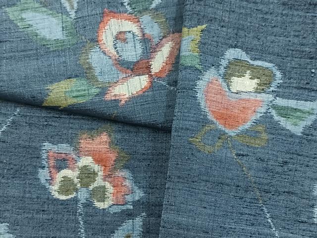 平和屋着物■上質な紬 更紗花文 正絹 逸品 BAAY9288yc