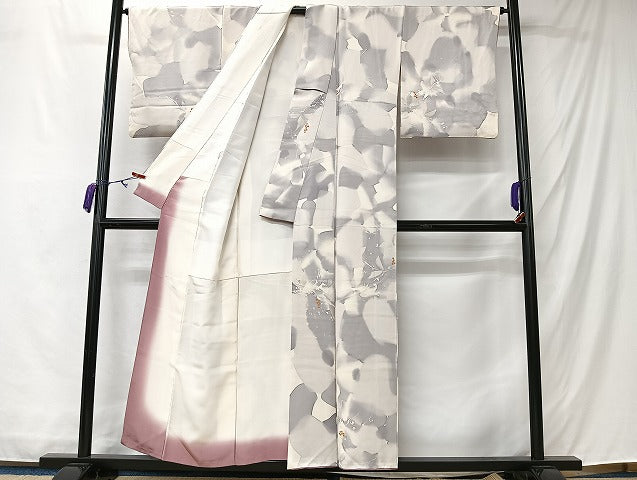 平和屋着物■上質な小紋 葡萄蔦の葉文 暈し染め 正絹 逸品 CABM6596ua