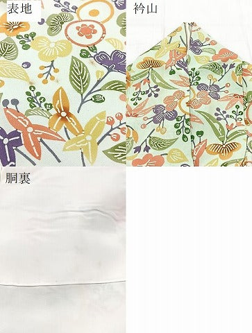平和屋着物●上質な小紋 型染め 草花文 正絹 逸品 BAAY9227yc