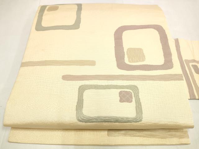 平和屋着物◎九寸名古屋帯 幾何学文様 正絹 逸品 DABK8571cm
