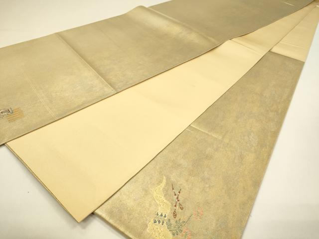 平和屋着物◎西陣 押田和男謹製 太鼓柄袋帯 唐織 花籠文 金糸 引箔 証紙付き 正絹 逸品 DABJ5952qp