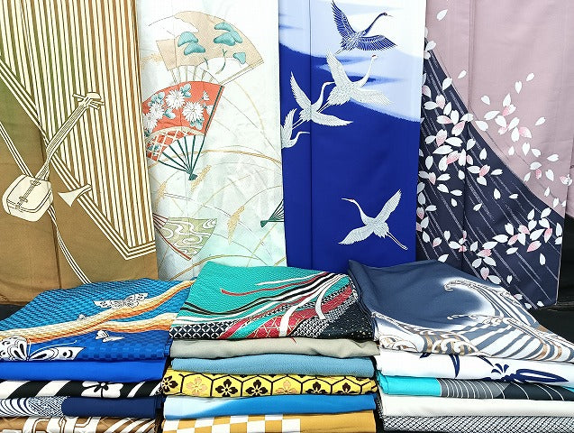 平和屋着物■着物 訪問着 単衣 まとめて 20点 鶴 蝶 楽器 立波 暈し染め 洗える着物 和服 ハンドメイド リメイク 生地 未使用品有 mmm1564