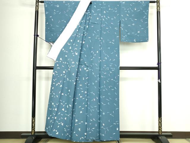 平和屋着物▽上質な小紋 単衣 ろうけつ染め 舞花文 正絹 逸品 未使用 DABK9670cd