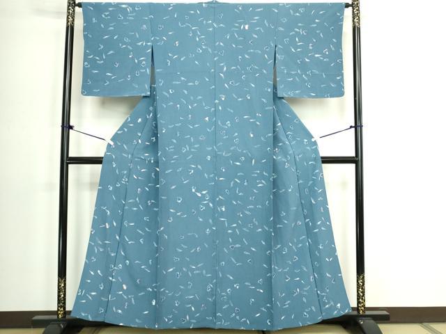 平和屋着物▽上質な小紋 単衣 ろうけつ染め 舞花文 正絹 逸品 未使用 DABK9670cd