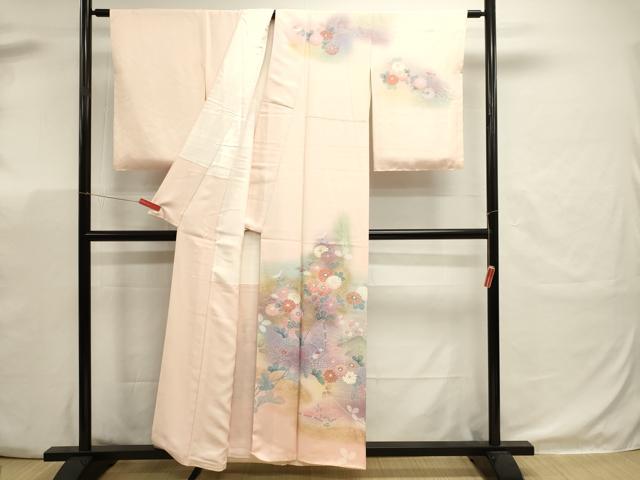 平和屋着物■訪問着 刺繍 枝花文 暈し染め 金彩 正絹 逸品 DABK5663sf