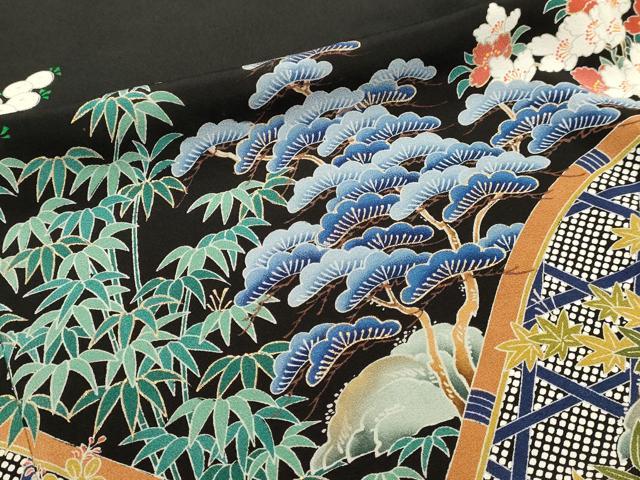 平和屋着物■豪華黒留袖 作家物 松竹梅 金彩 正絹 逸品 DABK5666sf