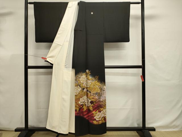 平和屋着物■豪華黒留袖 作家物 草花文 暈し染め 金彩 正絹 逸品 DABK5673sf