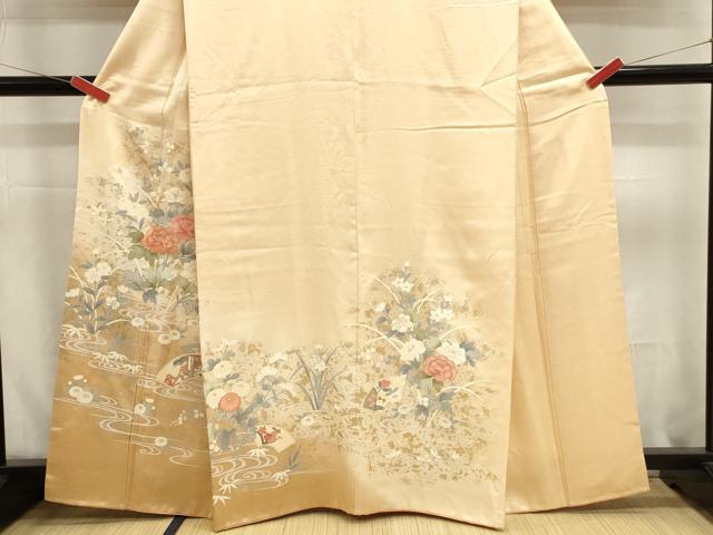 平和屋着物■訪問着 地紙草花文 暈し染め 金銀彩 正絹 逸品 DABK5679sf