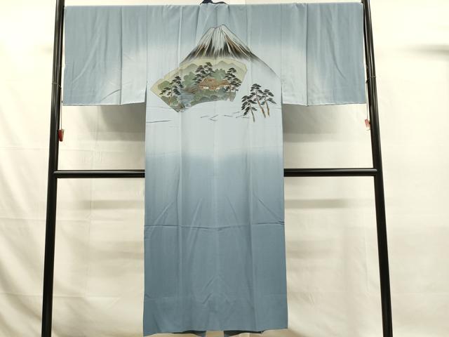 平和屋着物■男性 長襦袢 無双仕立て 風景松文 暈し染め 正絹 逸品 DABJ5990qp