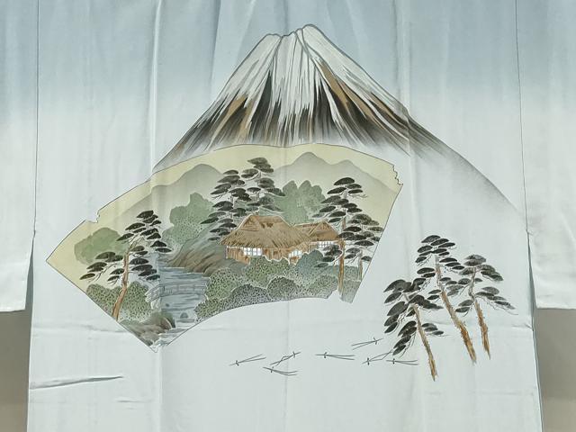 平和屋着物■男性 長襦袢 無双仕立て 風景松文 暈し染め 正絹 逸品 DABJ5990qp