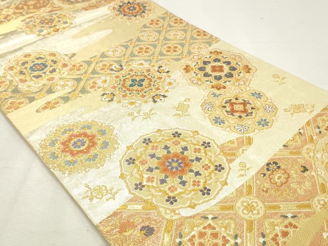 平和屋着物◎六通柄袋帯 唐織 献物正倉院 金銀糸 正絹 逸品 DABK8592cm
