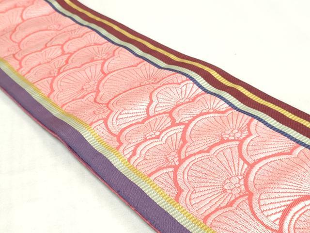 平和屋着物◎本場筑前博多織 両面 半幅帯 花尽くし 小野和也作 証紙付き 正絹 逸品 DABK8624cm
