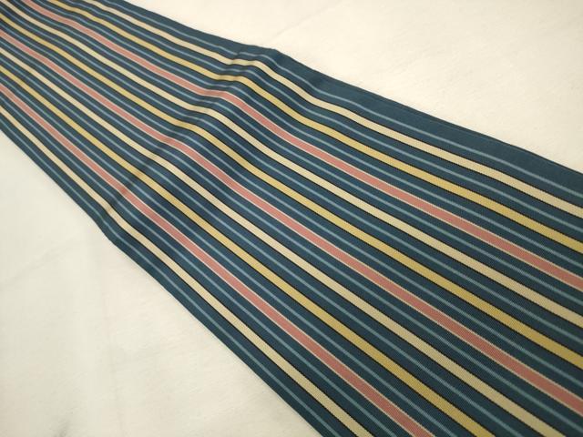 平和屋着物◎本場筑前博多織 半幅帯 縞 正絹 逸品 DABK8116ar