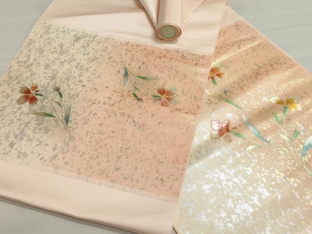 平和屋着物▼西陣 しらえ織物謹製 名古屋帯 帯反物 螺鈿 草花文 金彩 引箔 証紙付き 逸品 未使用 DABJ9806we