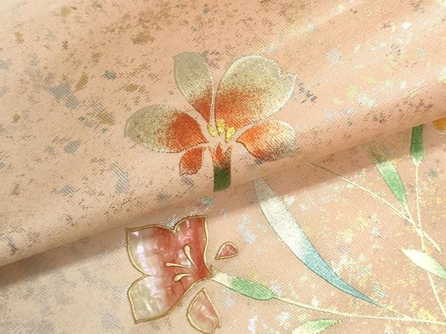平和屋着物▼西陣 しらえ織物謹製 名古屋帯 帯反物 螺鈿 草花文 金彩 引箔 証紙付き 逸品 未使用 DABJ9806we