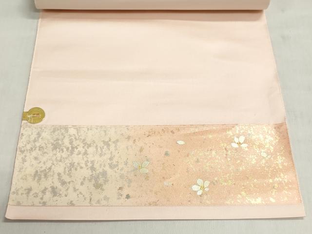 平和屋着物▼西陣 しらえ織物謹製 名古屋帯 帯反物 螺鈿 草花文 金彩 引箔 証紙付き 逸品 未使用 DABJ9806we