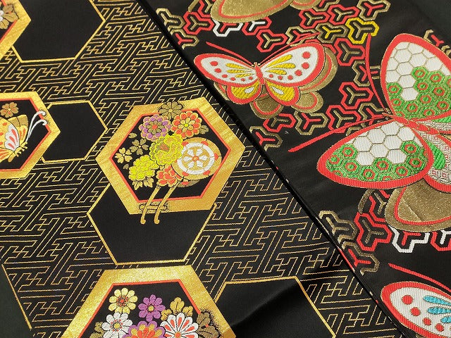 平和屋本店■子供帯 まとめて 35点 向かい鶴 鴛鴦 蝶 花柄 鏡裏 金銀糸 など 着用可能多数 未使用品あり ppp0019