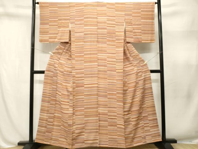 平和屋着物■上質な小紋 格子柄 正絹 逸品 CABN1643ev