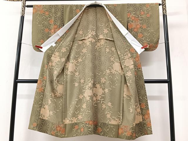 平和屋着物■長襦袢 無双仕立て 舞桜 麻の葉文様 正絹 逸品 CABN2109xe