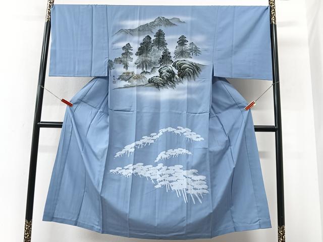 平和屋着物■男性 長襦袢 無双仕立て 風景文 暈し染め 金彩 正絹 逸品 CABN2108xe