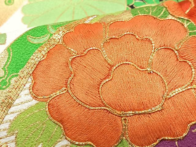 平和屋着物■豪華振袖 駒刺繍 草花文 金彩 やまと誂製 正絹 逸品 CABN2133xe