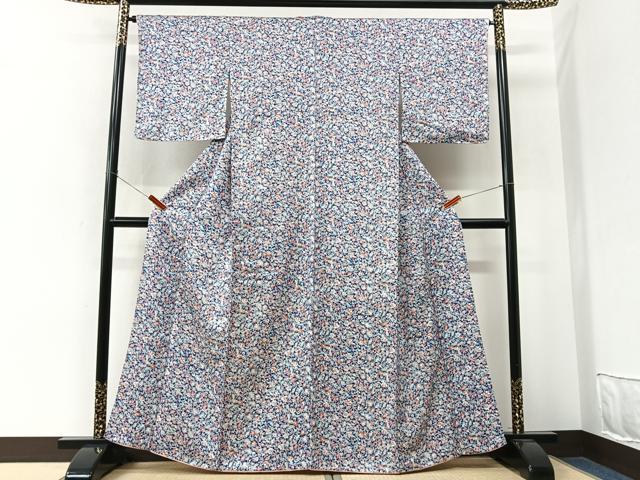 平和屋着物■上質な小紋 更紗花文 正絹 逸品 CABN2121xe