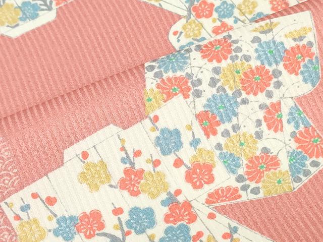 平和屋着物▼小紋 反物 着尺 誰が袖花文 逸品 未使用 DABK9141zy
