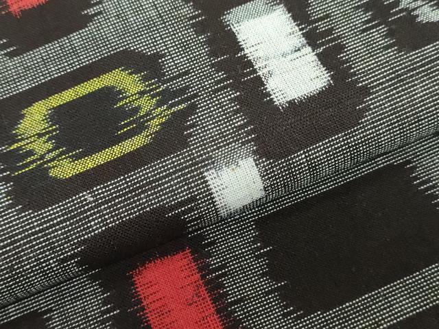 平和屋着物●久留米絣 反物 着尺 幾何学文 小野久留米絣謹製 証紙付き 綿 逸品 未使用 DABK9184zy
