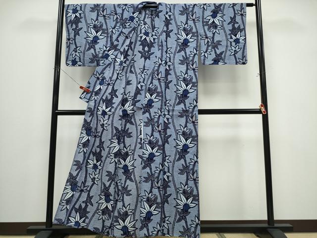 平和屋着物∴夏物 浴衣 笹竹文 リップル生地 綿 逸品 CABM2651ng