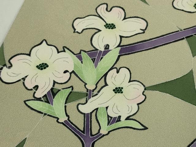 平和屋本店●極上 本加賀友禅作家 由水煌人 訪問着 枝花文 砂色地 逸品 DZAB5216kh6