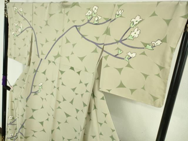 平和屋本店●極上 本加賀友禅作家 由水煌人 訪問着 枝花文 砂色地 逸品 DZAB5216kh6