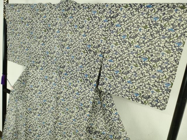平和屋本店*極上 夏物 本場琉球紅型 小紋 紗紬 唐草文 ますいわ屋扱い 逸品 未使用 DZAB5604kh6