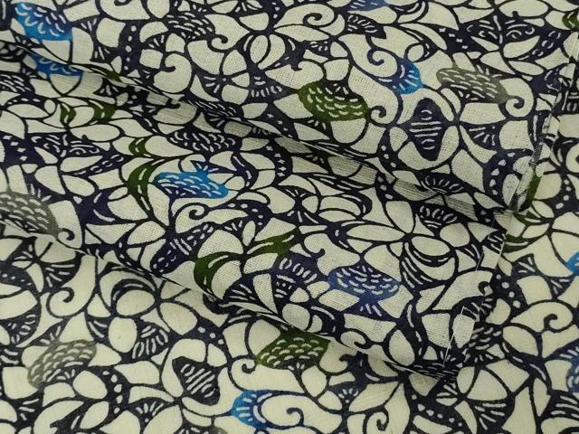 平和屋本店*極上 夏物 本場琉球紅型 小紋 紗紬 唐草文 ますいわ屋扱い 逸品 未使用 DZAB5604kh6