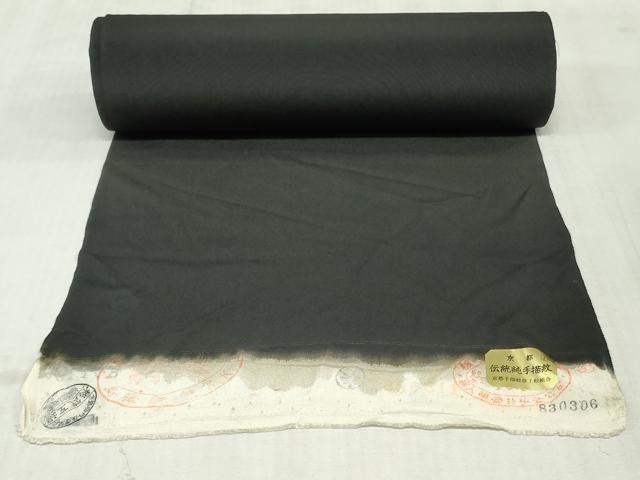 平和屋着物▼黒留袖 解き反物 着尺 エ霞草花文 金彩 逸品 DABK9247zy