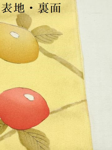 平和屋着物▼小紋 反物 着尺 手描き 枝椿文 逸品 未使用 DABK9179zy