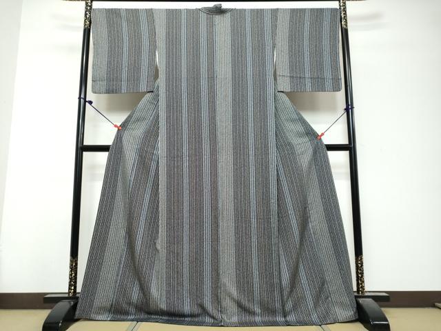 平和屋着物●上質な小紋 変わり縞 正絹 逸品 DABK0845ud