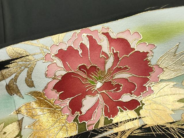 平和屋着物●豪華黒留袖 枝花文 暈し染め 金彩 正絹 逸品 DABK0843ud