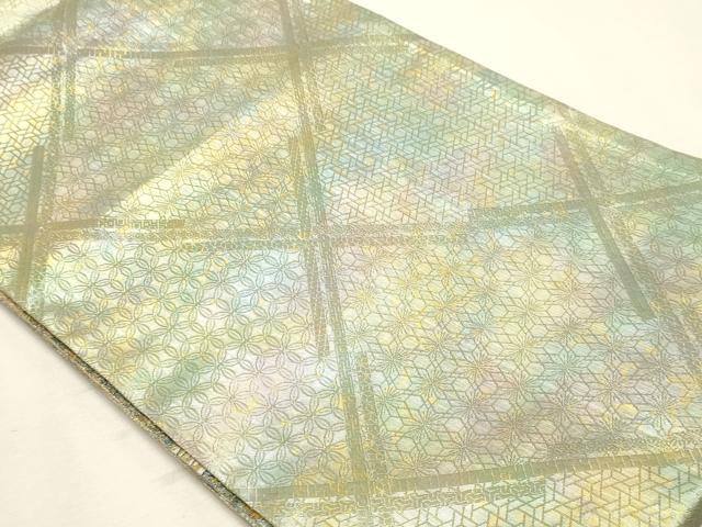 平和屋本店▼西陣 あさぎ 両面 全通全景柄袋帯 近代花鳥画 日本美術名鑑 24金プラチナ二重箔 正絹 逸品 DABK5777sf