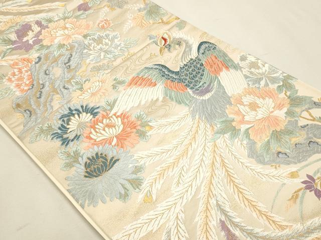 平和屋本店▼六通柄袋帯 唐織 九百錦 瑞鳥花苑文 本金 正絹 逸品 DABK5758sf