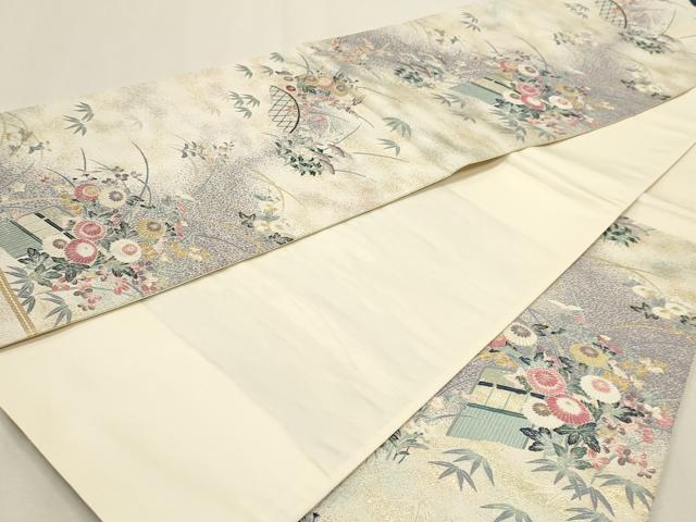 平和屋本店▼「美しいキモノ」お馴染みのメーカー となみ織物 六通柄袋帯 唐織 草花文 純金箔 正絹 逸品 DABK5779sf
