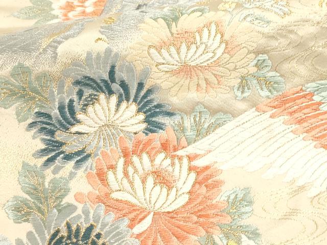 平和屋本店▼六通柄袋帯 唐織 九百錦 瑞鳥花苑文 本金 正絹 逸品 DABK5758sf