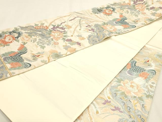 平和屋本店▼六通柄袋帯 唐織 九百錦 瑞鳥花苑文 本金 正絹 逸品 DABK5758sf