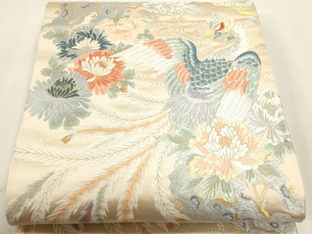 平和屋本店▼六通柄袋帯 唐織 九百錦 瑞鳥花苑文 本金 正絹 逸品 DABK5758sf