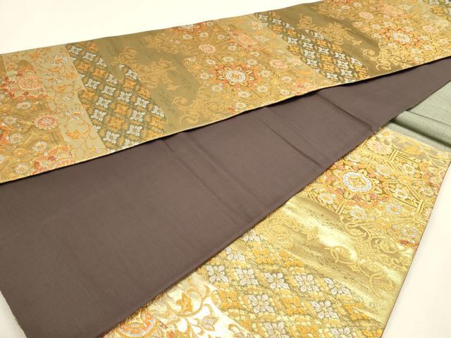 平和屋本店▼六通柄袋帯 更紗正倉院花文 純金二重箔 正絹 逸品 DABK5768sf