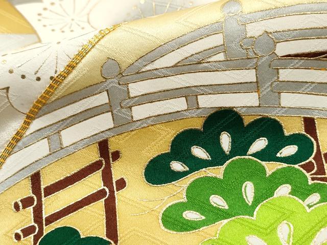 平和屋着物■豪華振袖 駒刺繍 扇面御所車花文 金彩 正絹 逸品 DABK6381qa
