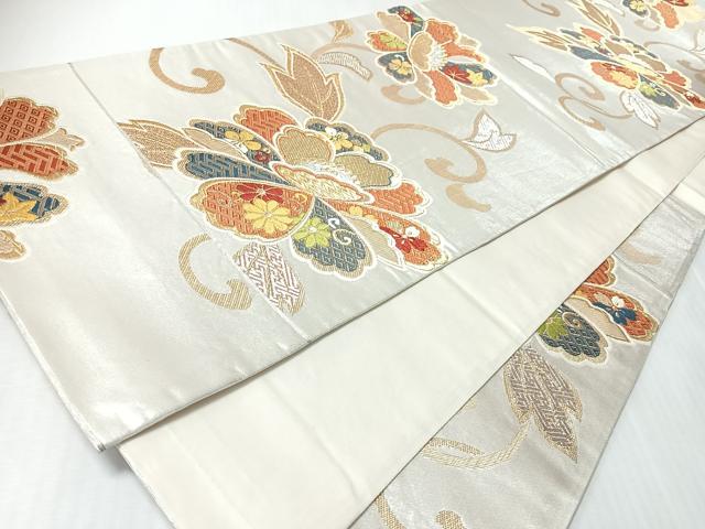平和屋着物◎六通柄袋帯 唐織 花唐草文 金銀糸 正絹 逸品 CABM8683nb