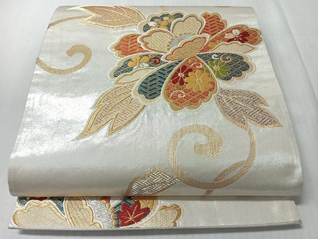 平和屋着物◎六通柄袋帯 唐織 花唐草文 金銀糸 正絹 逸品 CABM8683nb