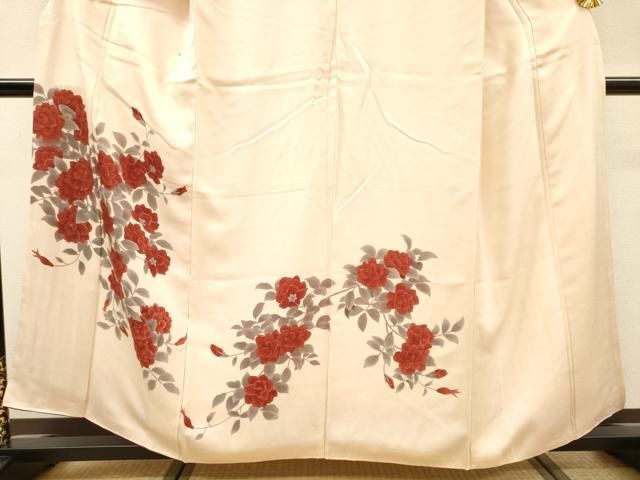 平和屋着物▼訪問着 手描き 薔薇 金彩 正絹 逸品 DABL2118fe